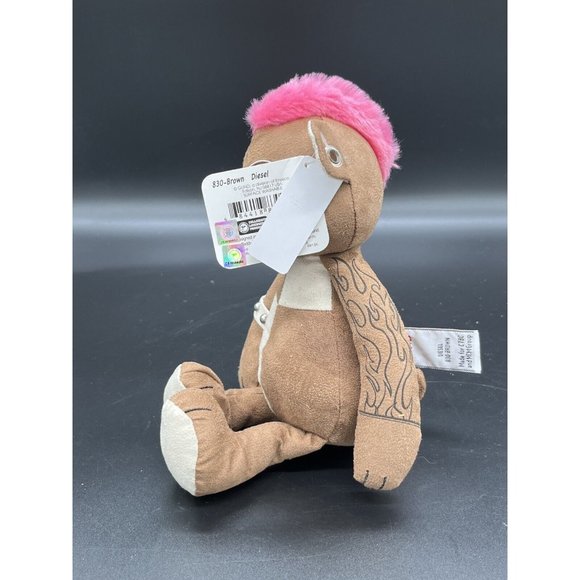 Gund Diesel 830-Brown, Body Arts Punk Teddy Bear Mohawk Piercings Tattoos 10” - Picture 4 of 11